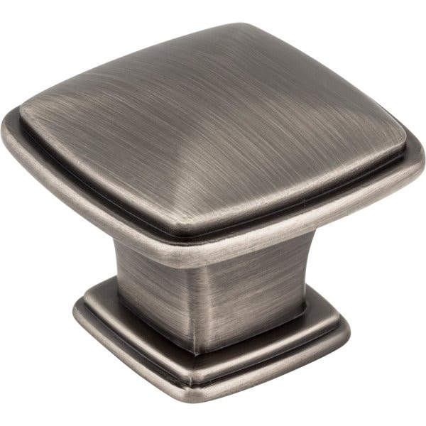 Jeffrey Alexander 1-3/16" Overall Length Brushed Pewter Square Milan 1 Cabinet Knob 1091BNBDL - main